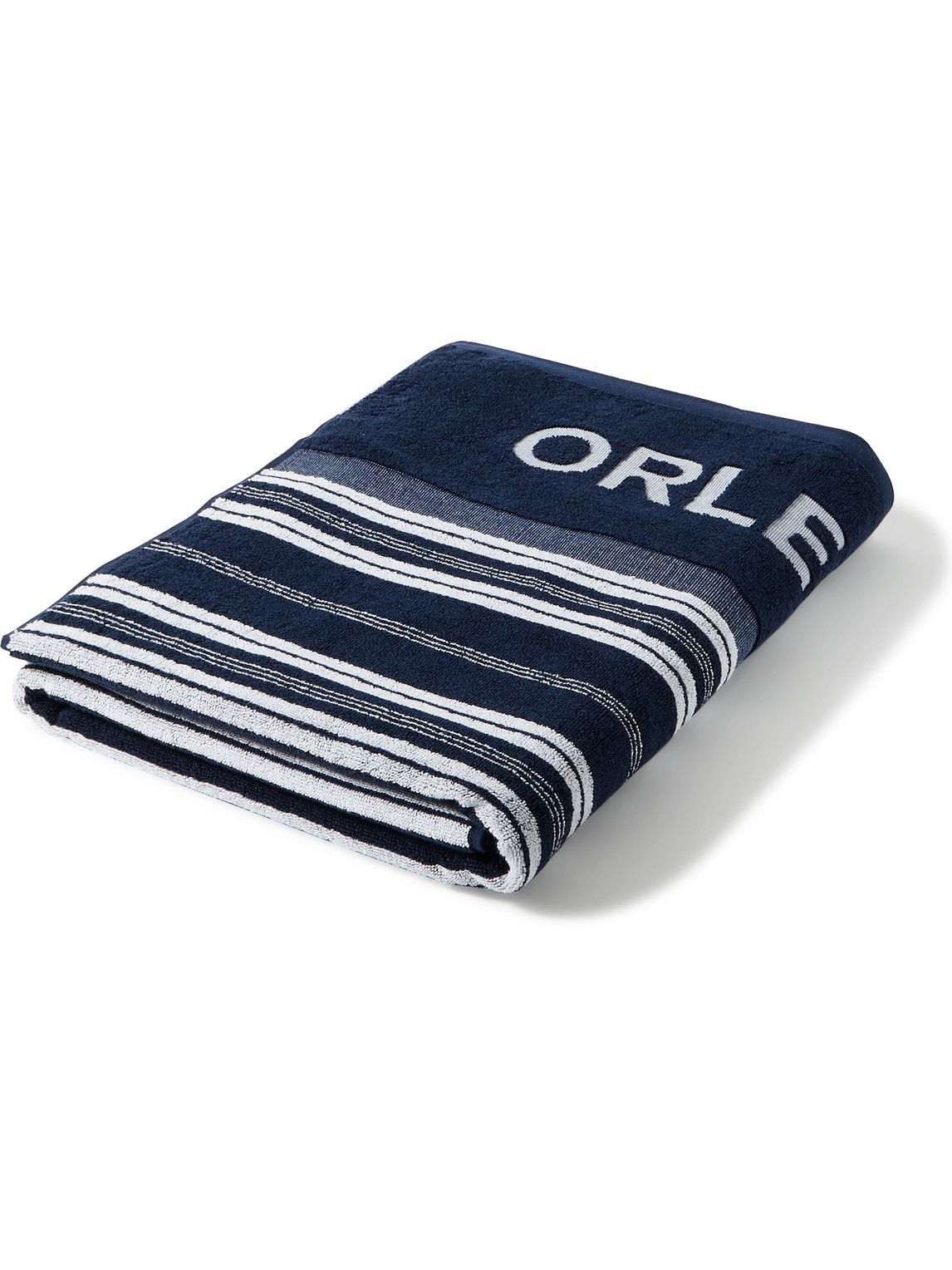 Orlebar Brown - Neville Logo-Jacquard Striped Cotton-Terry Beach Towel ...