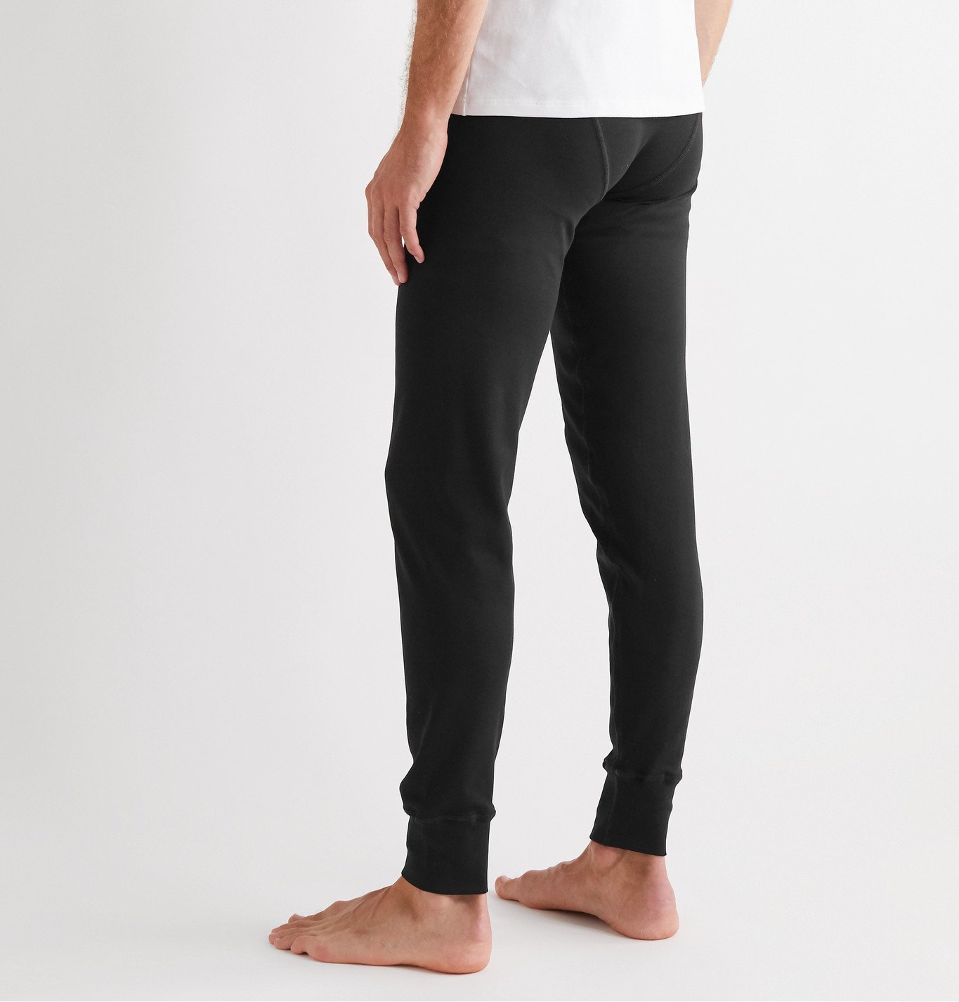 TOM FORD - Slim-Fit Mélange Stretch-Cotton Jersey Long Johns - Black TOM  FORD