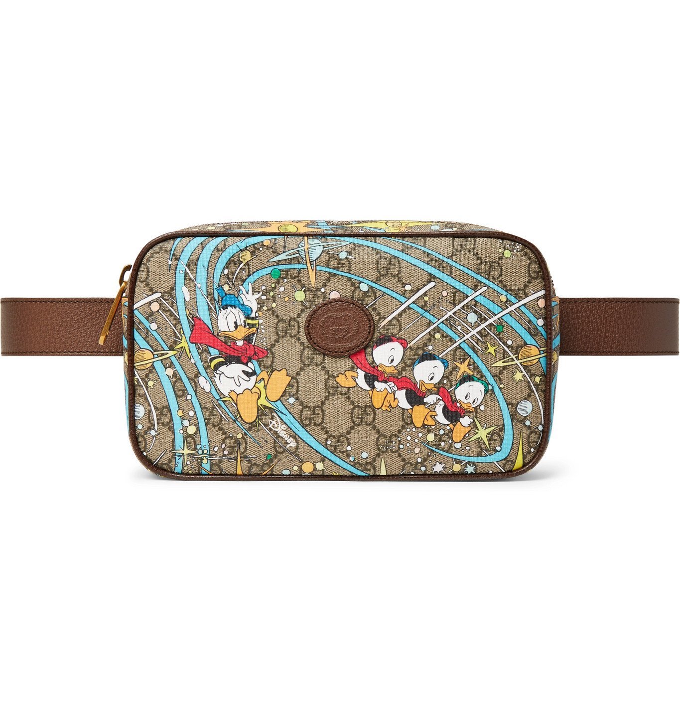 GUCCI - Disney Leather-Trimmed Printed Monogrammed Coated-Canvas Belt ...