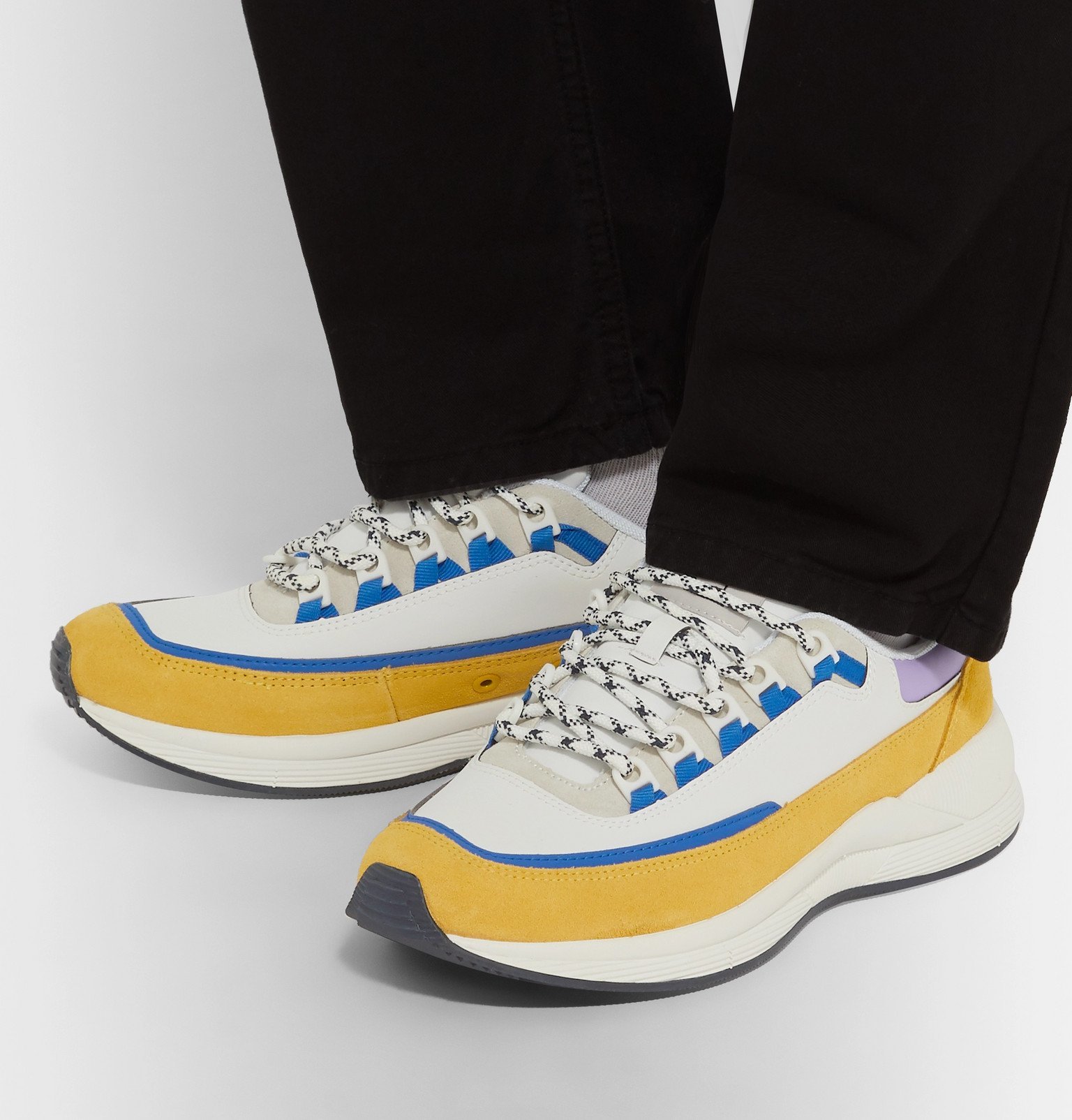 A P C Brain Dead Suede And Leather Sneakers White A P C