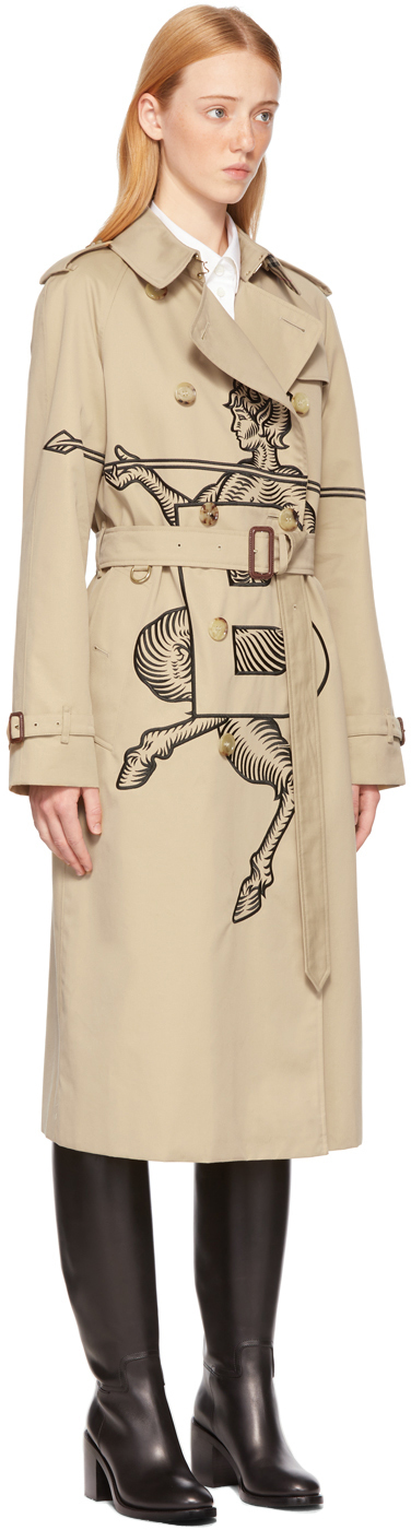 Burberry SSENSE Exclusive Beige Mythical Alphabet Embroidered Exploded  Motif Trench Coat Burberry