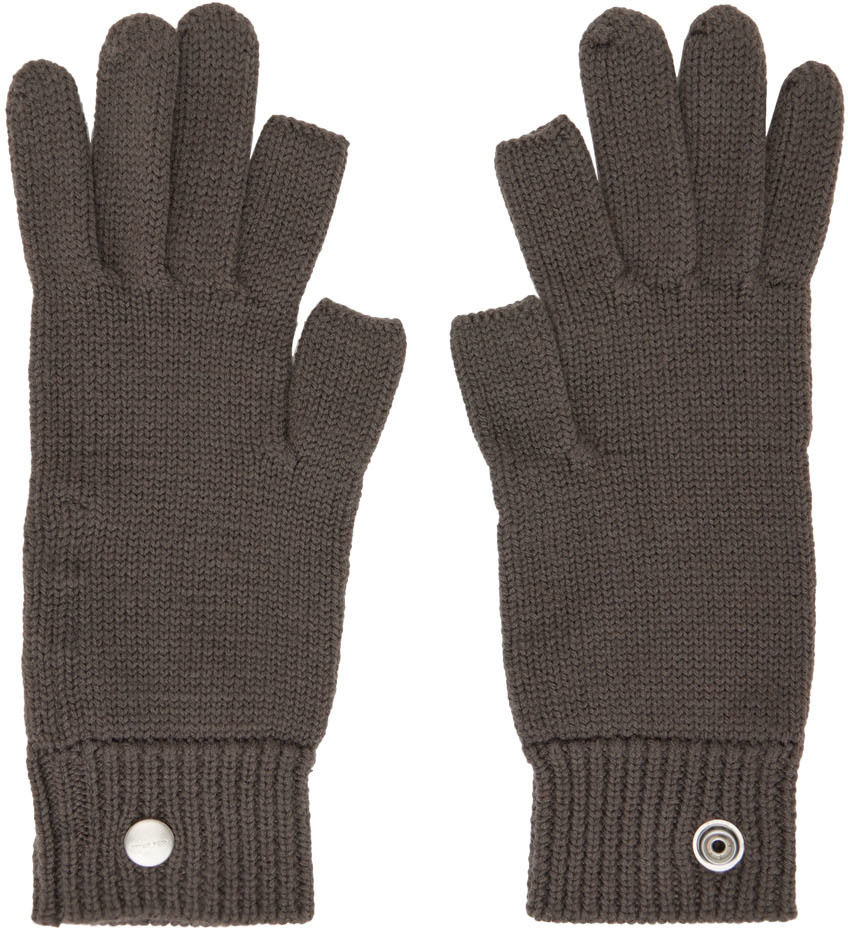 Rick Owens Gray Wool Touchscreen Gloves