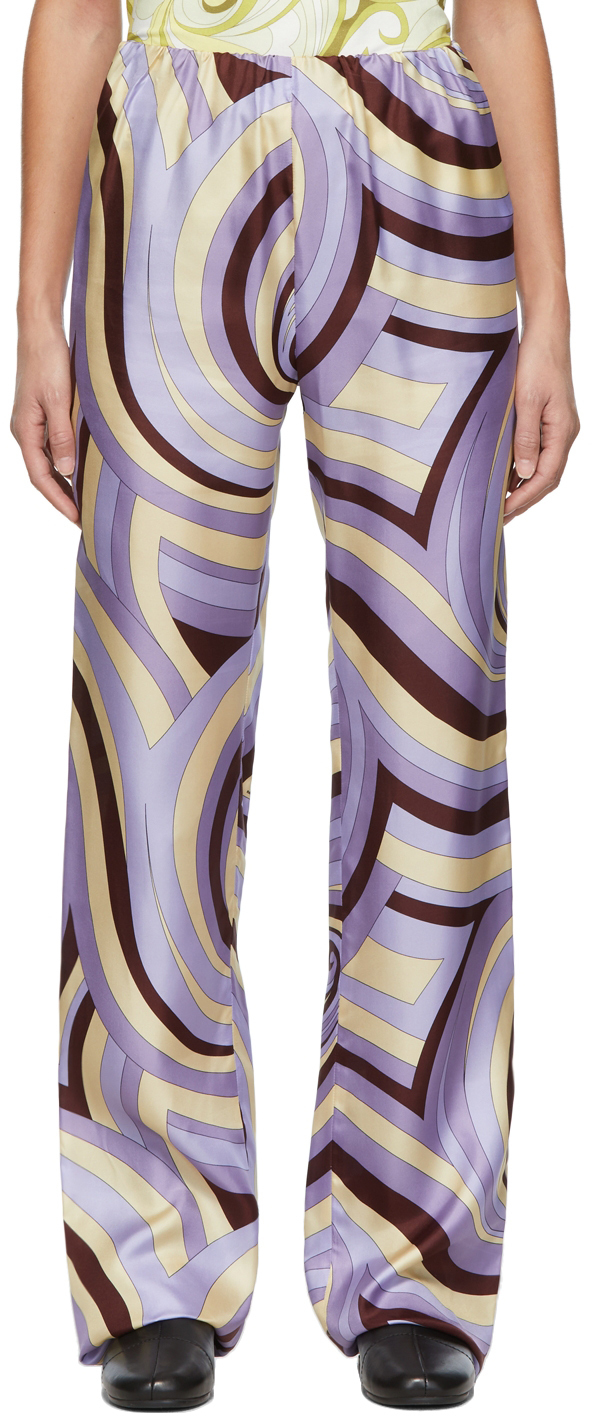 purple silk pants