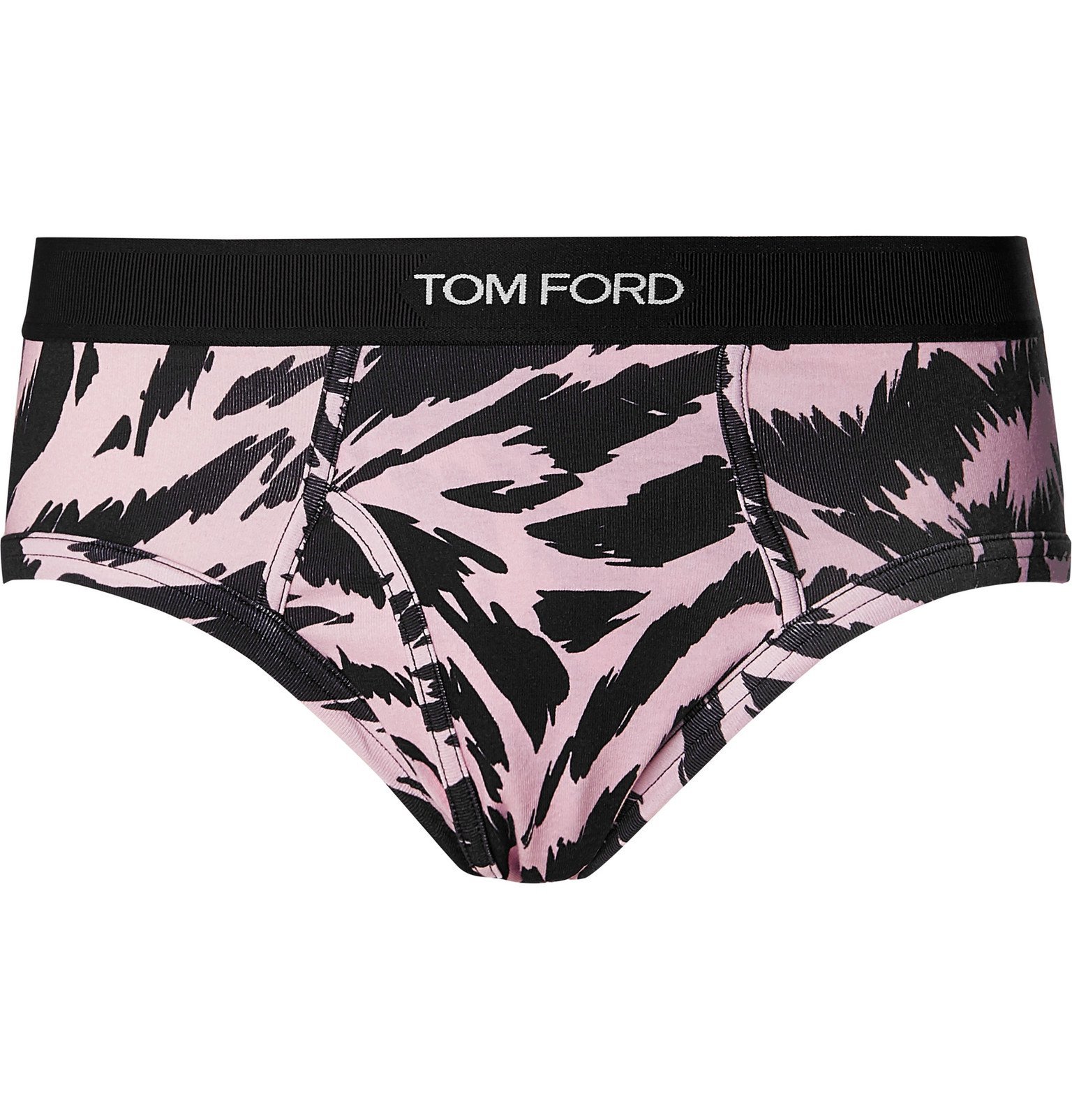 TOM FORD - Tiger-Print Stretch-Cotton Briefs - Pink TOM FORD