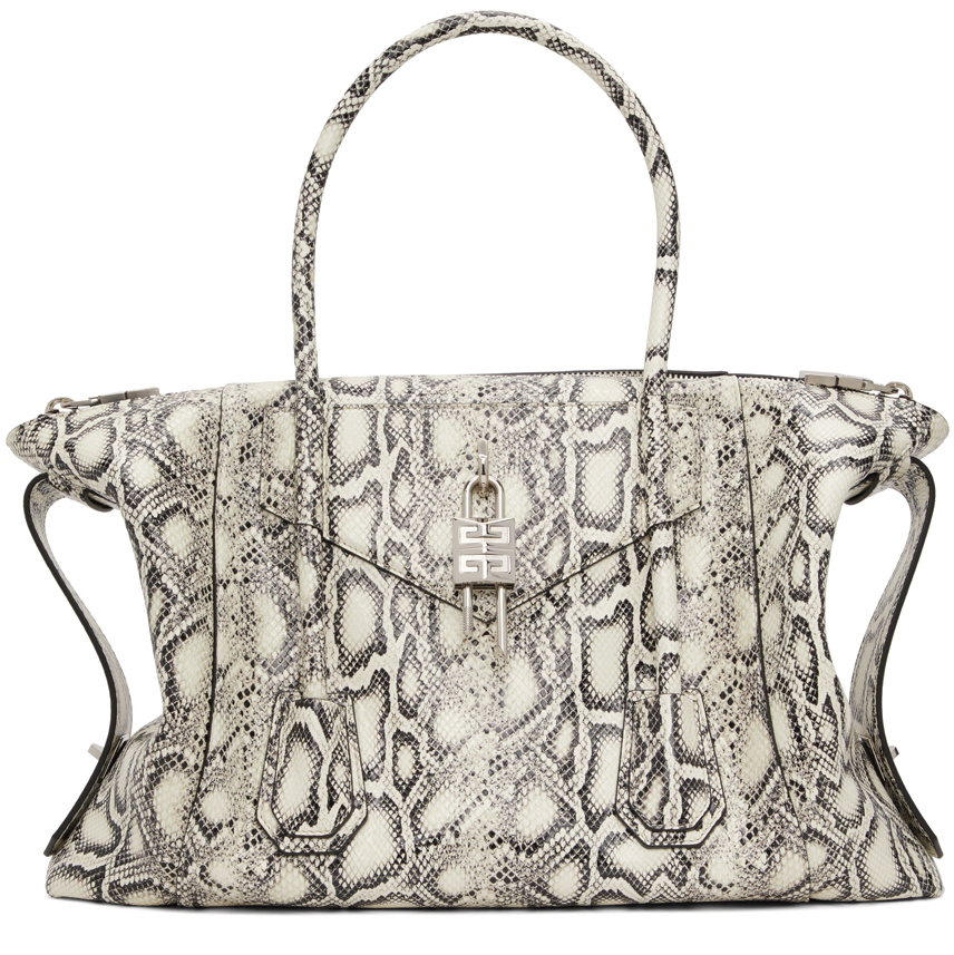 Givenchy Black & White Snake Medium Antigona Soft Lock Bag Givenchy