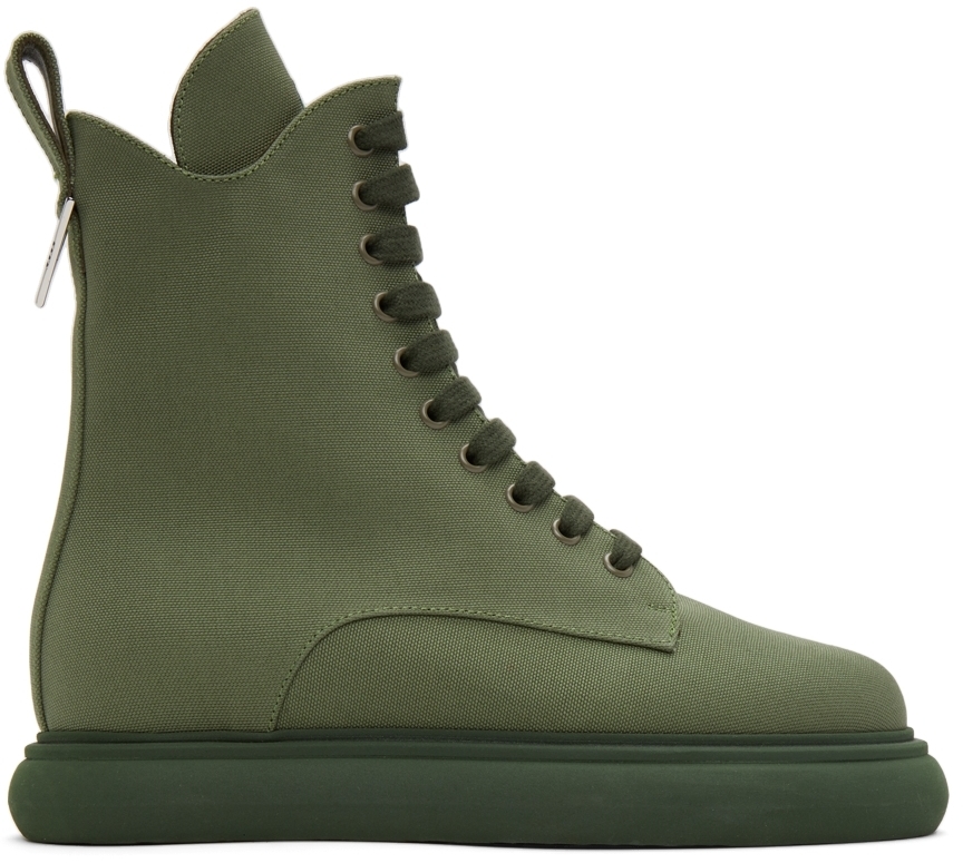 green canvas boots