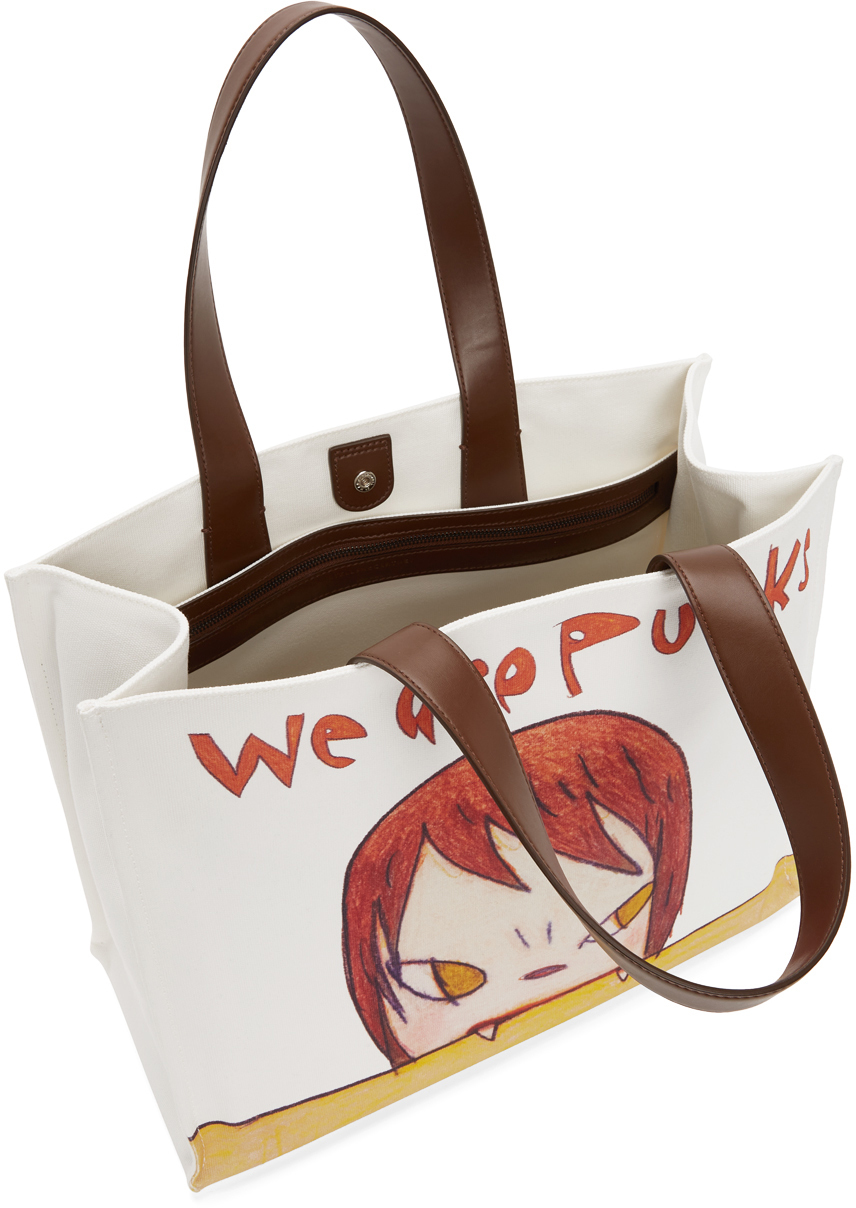 Stella McCartney White Yoshitomo Nara Edition Cotton Canvas Nara Tote