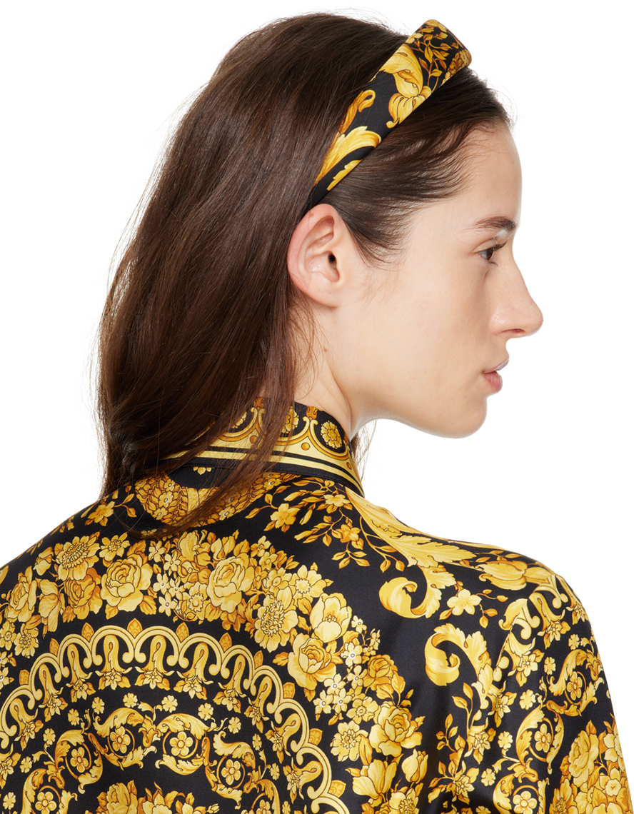 Versace Black & Yellow Barocco Headband Versace