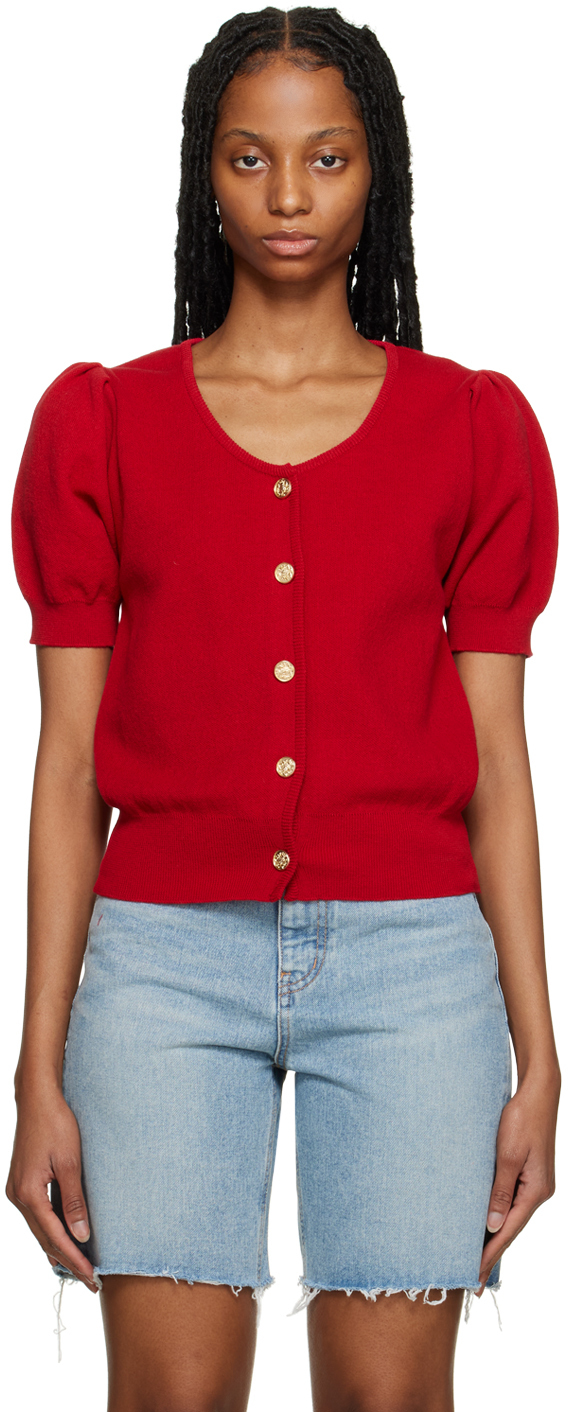 Photo: Dunst Red Puff Sleeve Cardigan