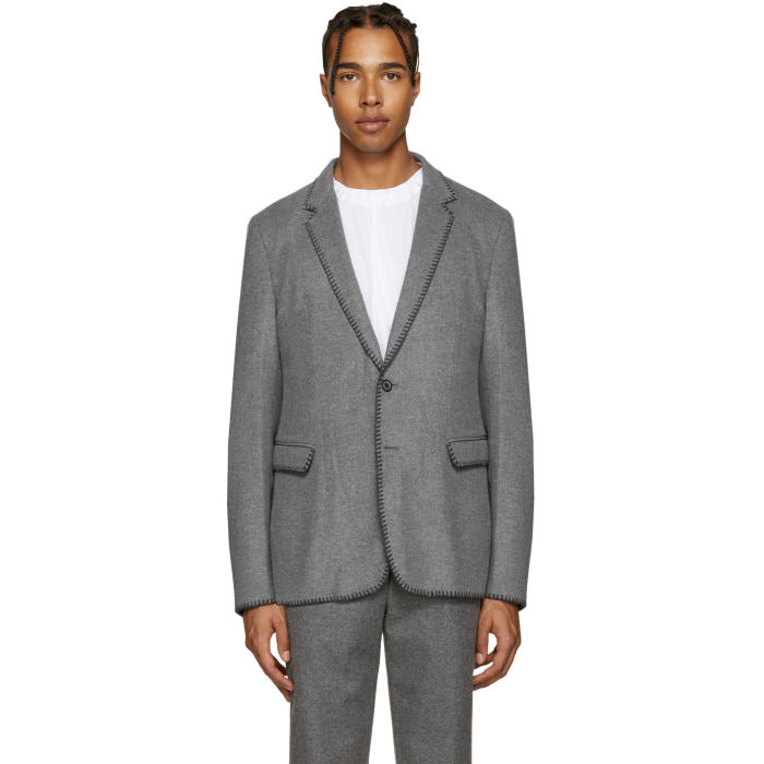 Wooyoungmi Grey Blanket Stitch Blazer Wooyoungmi