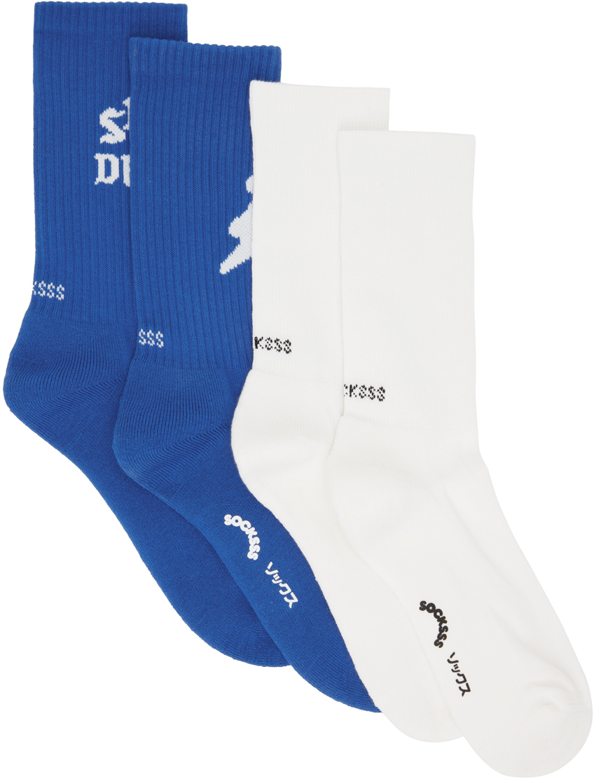 SOCKSSS TwoPack White & Blue Socks Socksss