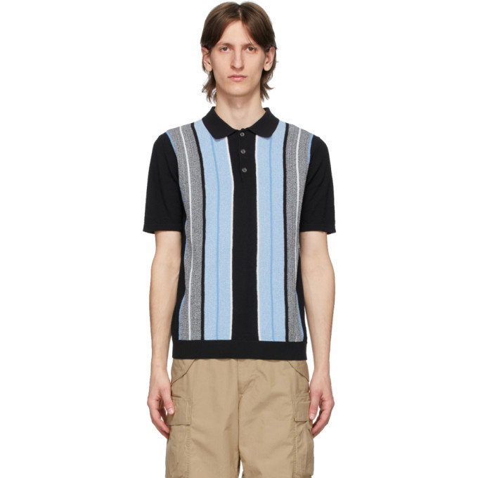 beams plus stripe polo knit