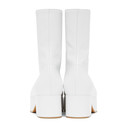 Flat Apartment White Squared Toe Zip Boots