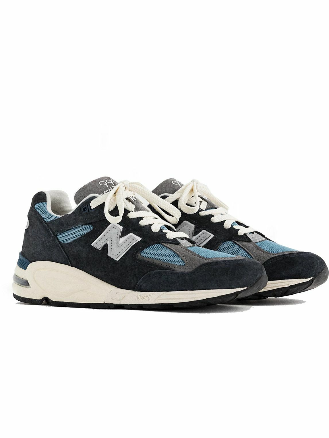 Photo: New Balance - Teddy Santis 990v2 Suede and Mesh Sneakers - Blue