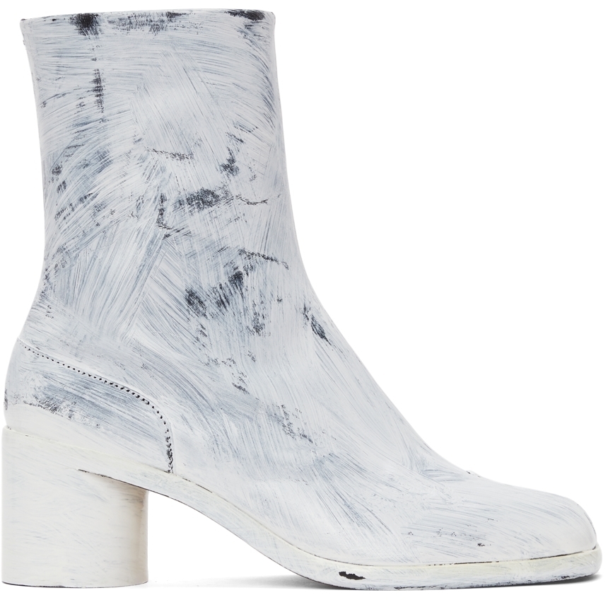 Maison Margiela White Bianchetto Tabi Mid Heel Boots Maison Margiela