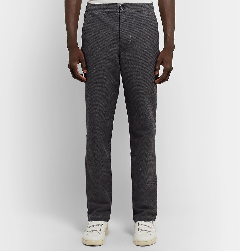 Oliver Spencer - Charcoal Puppytooth Cotton and Wool-Blend Trousers - Charcoal