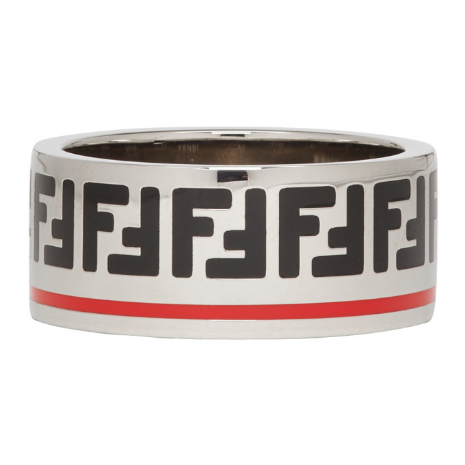 fendi monogram ring silver