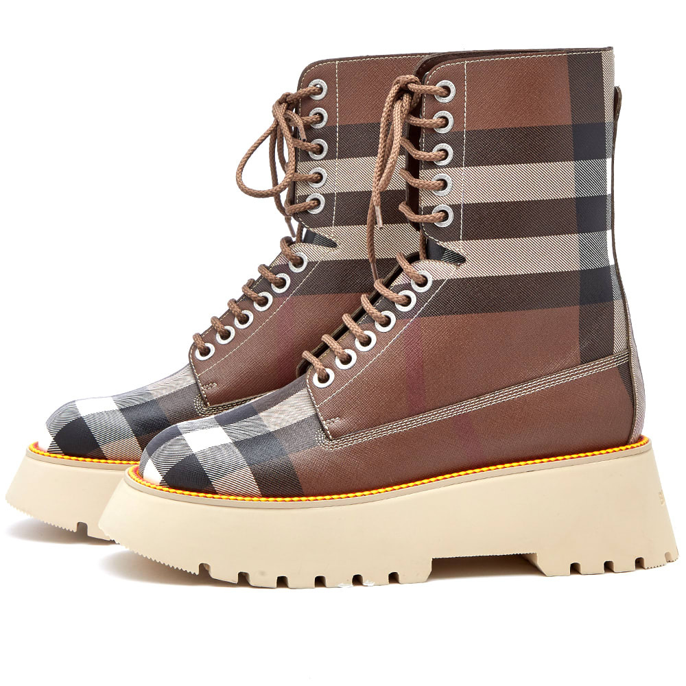 Burberry Beige Check Stretch Knit Sock Boots Burberry