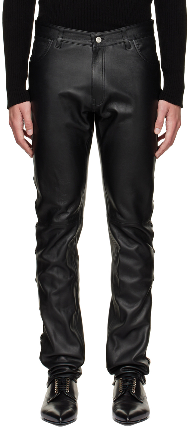 Courrèges Black Cut-Out Leather Pants Courreges