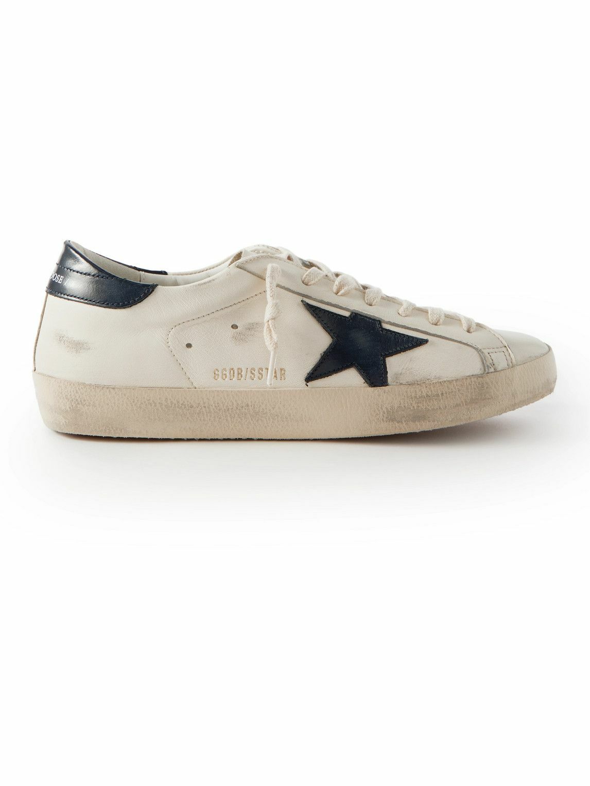 Golden Goose - Superstar Distressed Leather Sneakers - White Golden ...