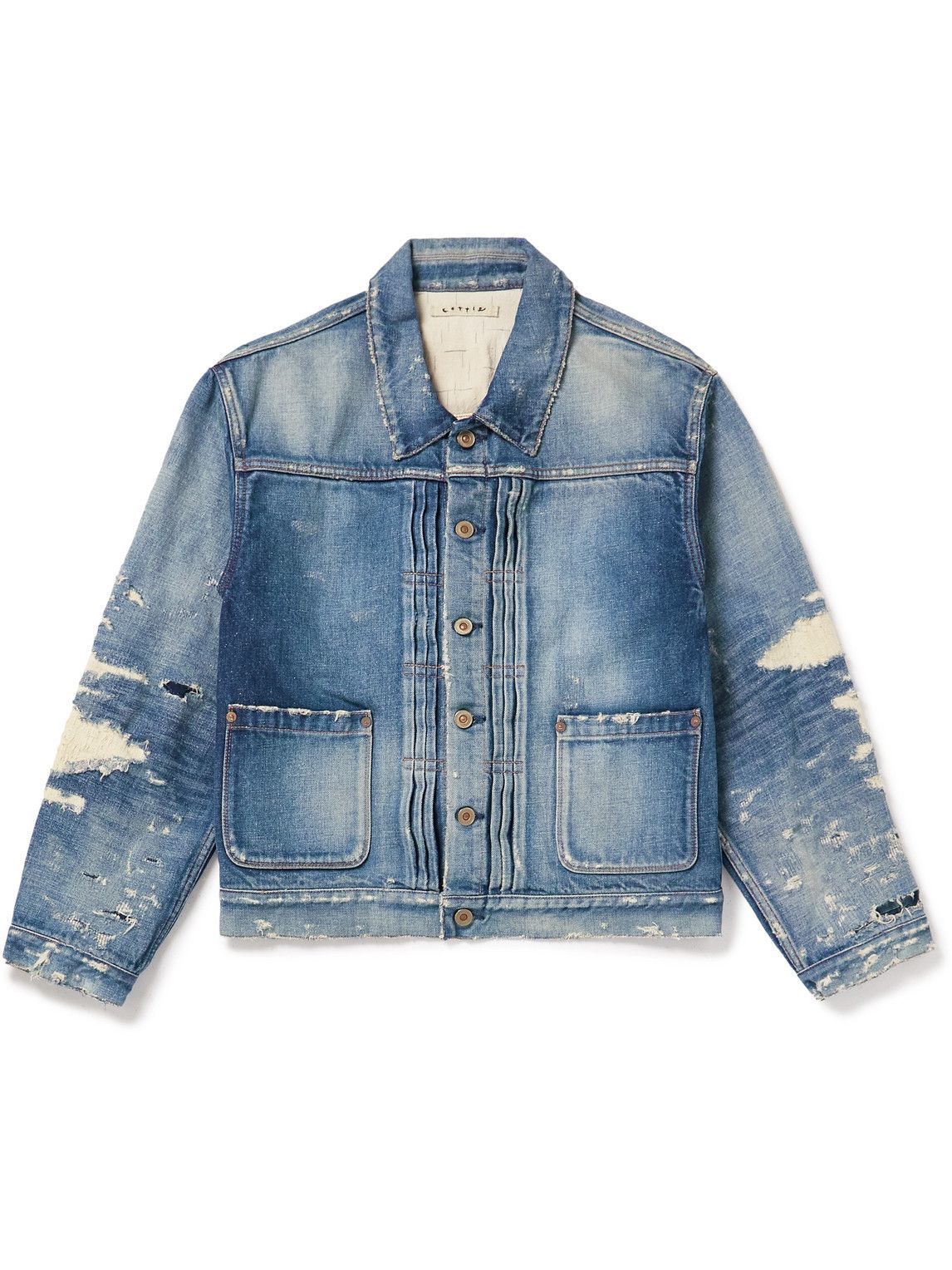 COTTLE - Distressed Denim Jacket - Blue