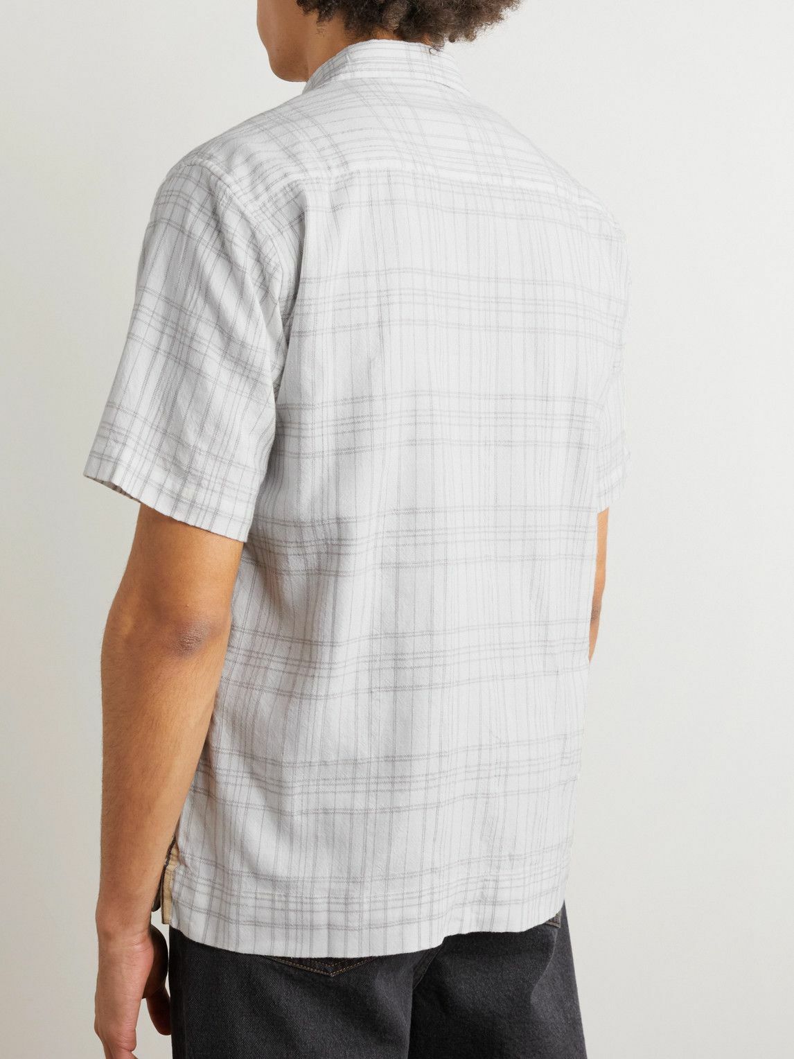 Original Madras - Camp-Collar Checked Linen-Madras Shirt - White