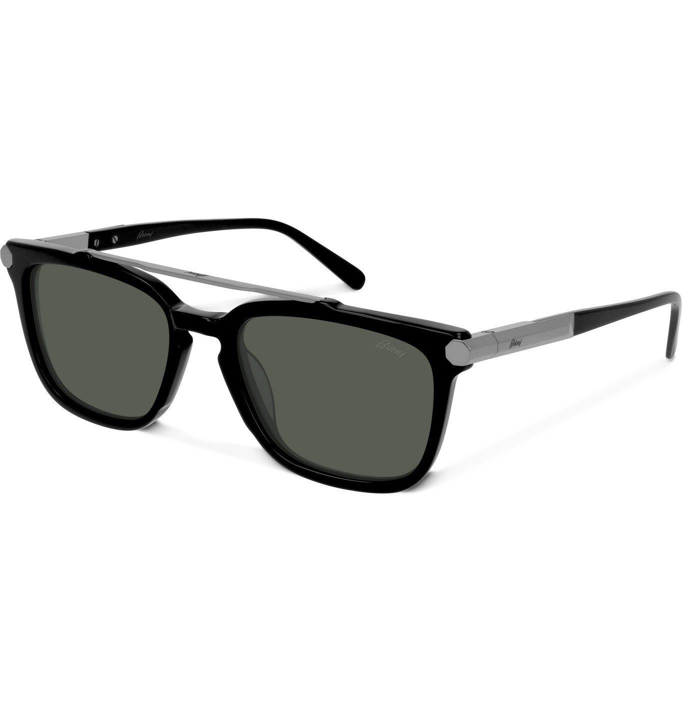Brioni - Square-Frame Acetate and Gunmetal-Tone Sunglasses - Black Brioni