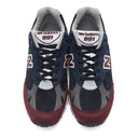 New Balance Navy and Burgundy Made In UK 991 Sneakers