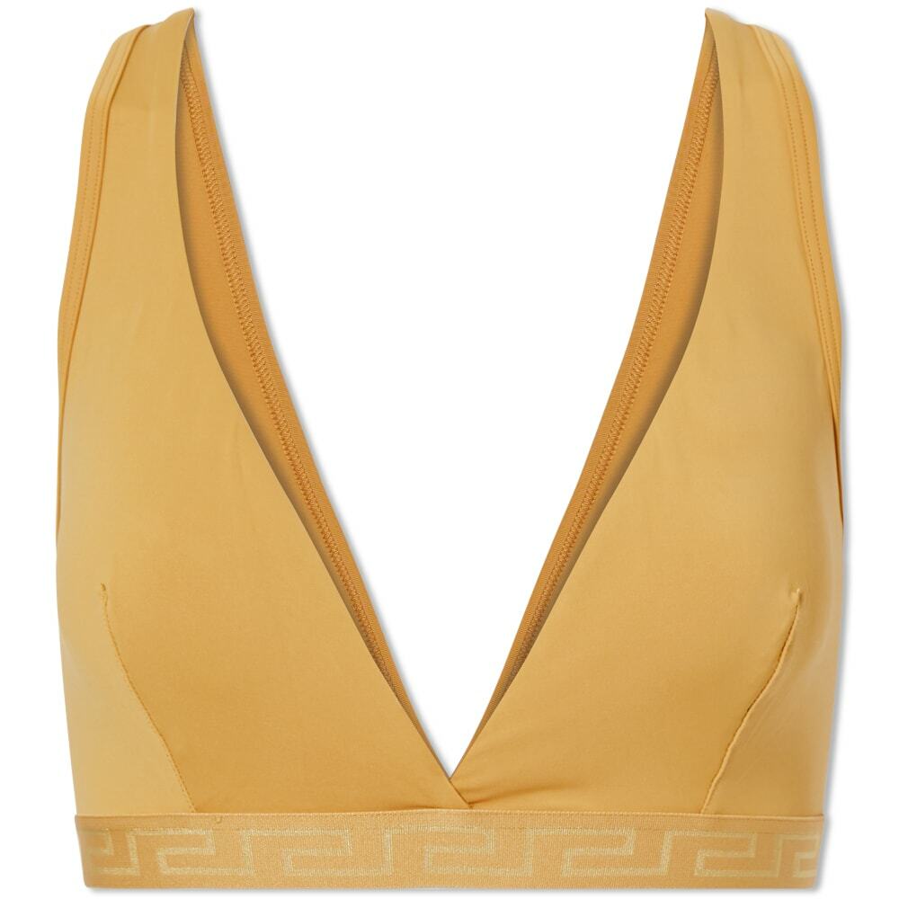 Versace Women's Greca Tonal Bra in Caramel Versace