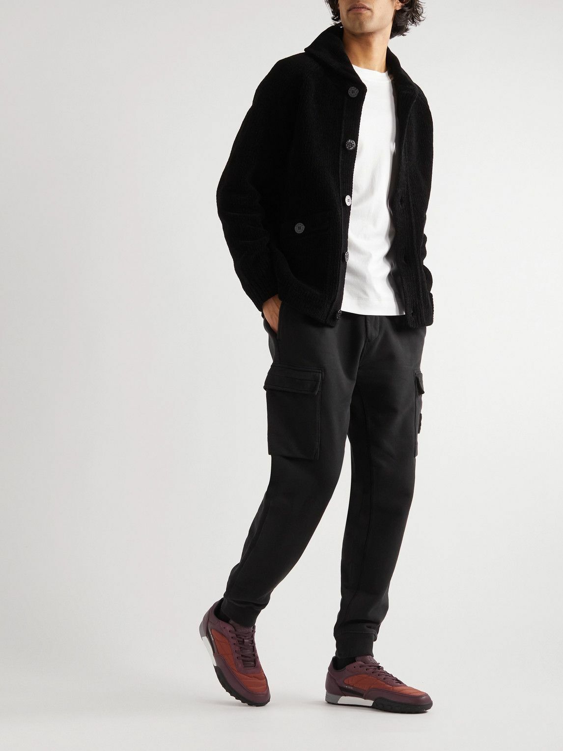 Stone Island - Football Leather, Suede and Canvas Sneakers - Burgundy ...