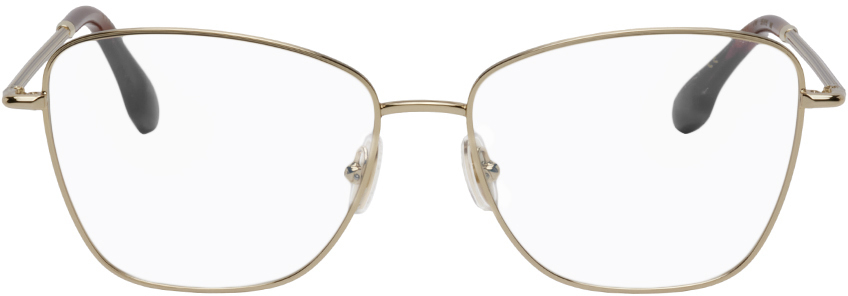 Victoria Beckham Gold Thin Square Glasses Victoria Beckham