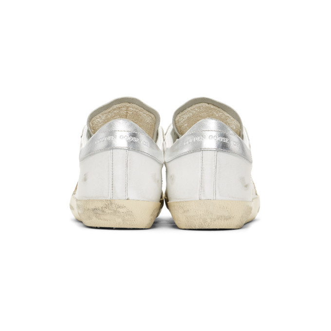 ssense exclusive white glitter superstar sneakers