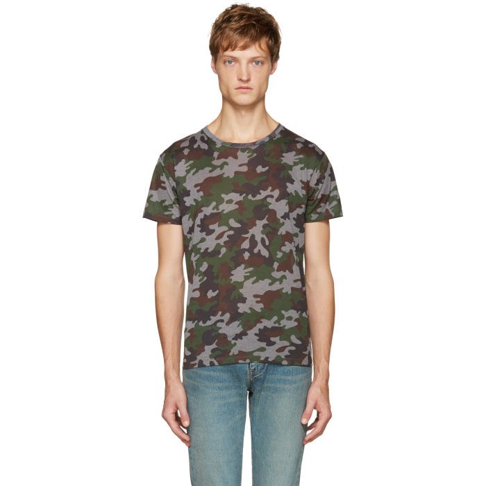 saint laurent camo t shirt