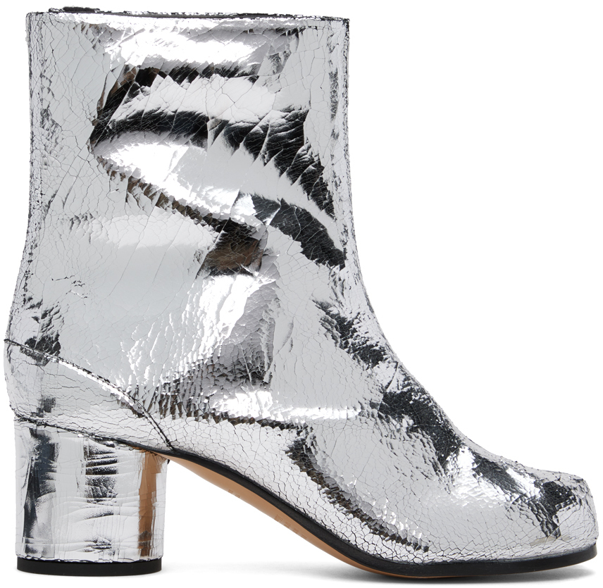 Maison Margiela Silver Tabi Broken Mirror Boots Maison Margiela