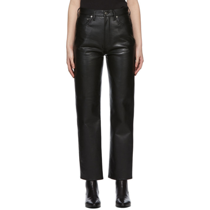 agolde leather shorts