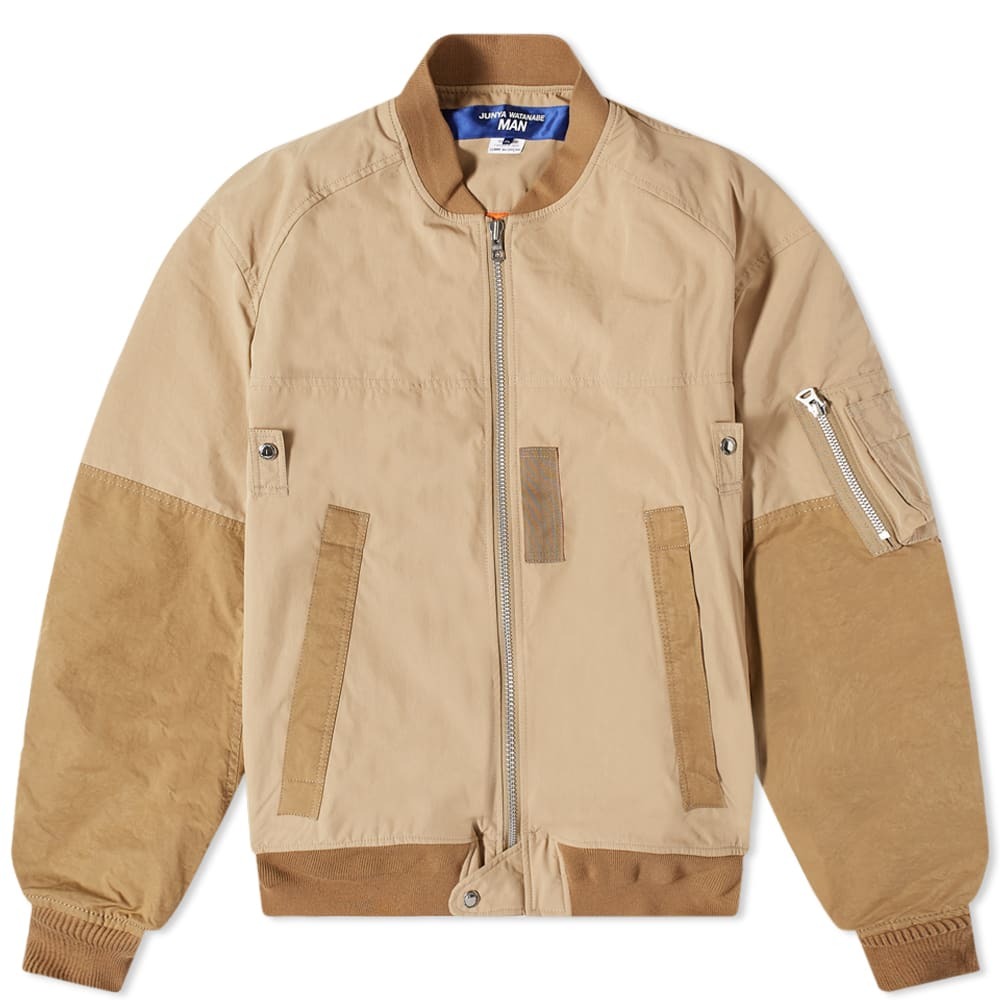 Junya Watanabe MAN Men's Panelled Bomber Jacket in Beige Junya Watanabe