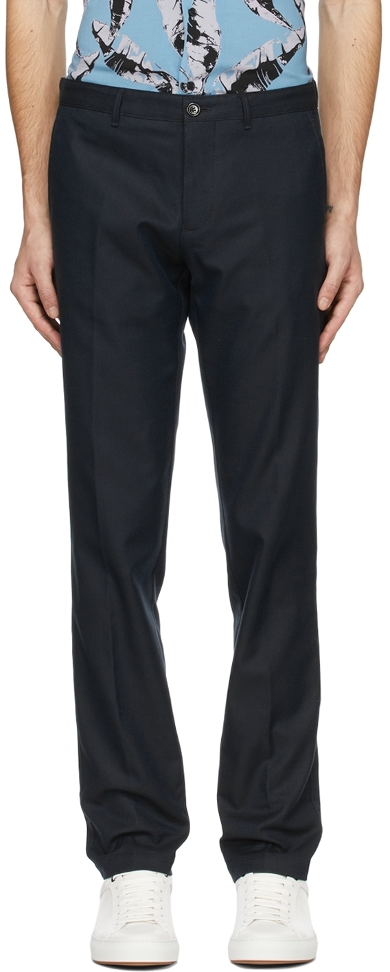 Boss Navy Lyocell Trousers BOSS