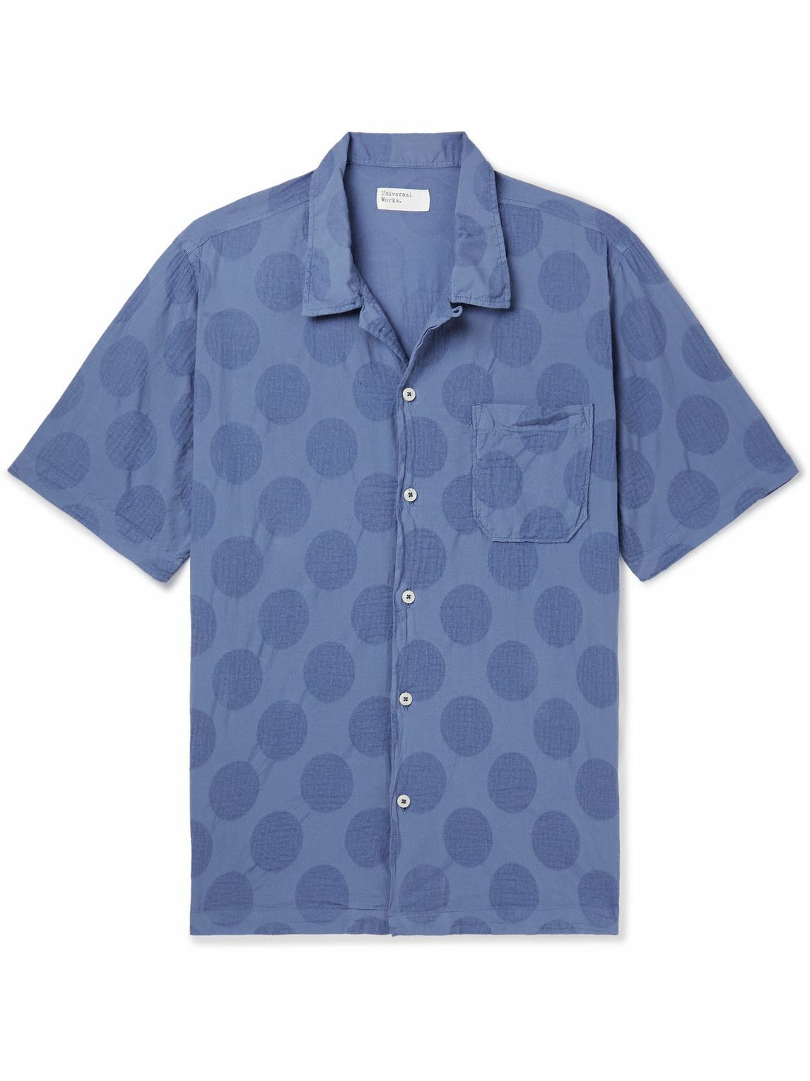 Universal Works - Road Convertible-Collar Cotton-Jacquard Shirt - Blue ...