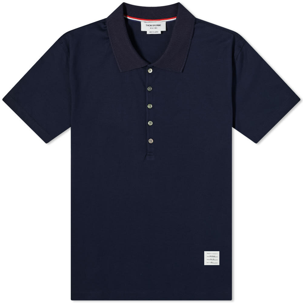 Thom Browne Men's Relaxed Fit Polo Shirt in Navy Thom Browne