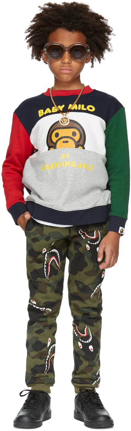 Photo: BAPE Kids Multicolor Milo Color Block Crewneck Sweatshirt