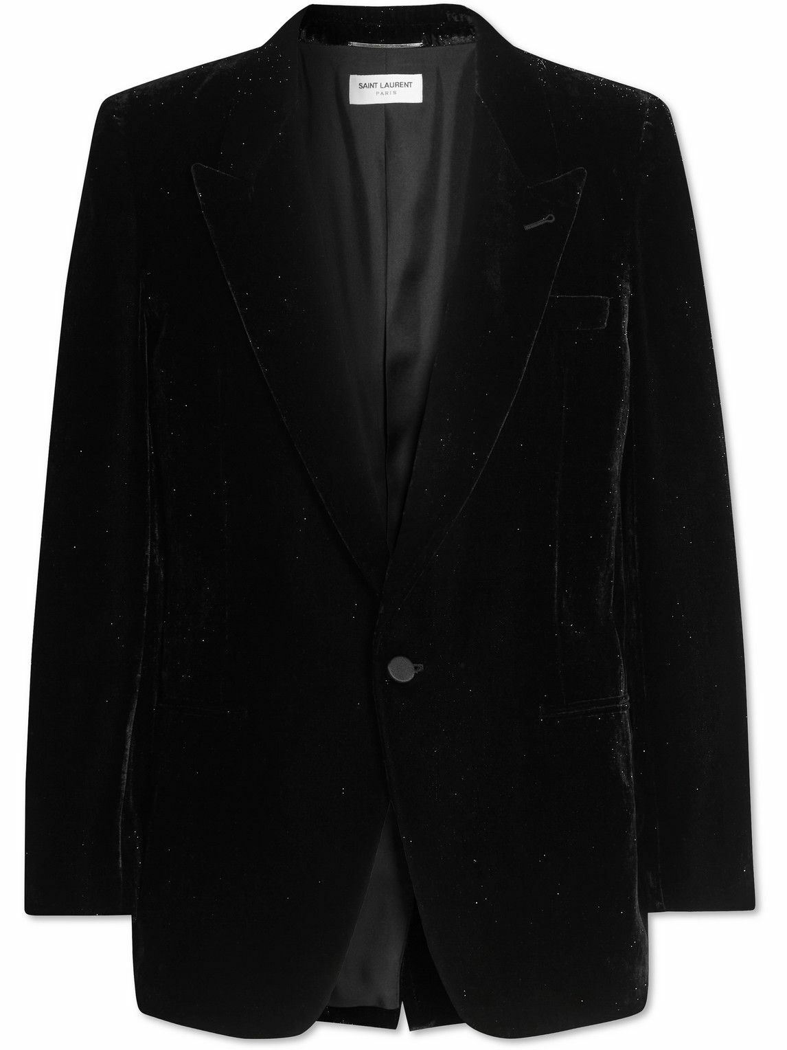 SAINT LAURENT SlimFit Metallic Velvet Blazer Black Saint Laurent
