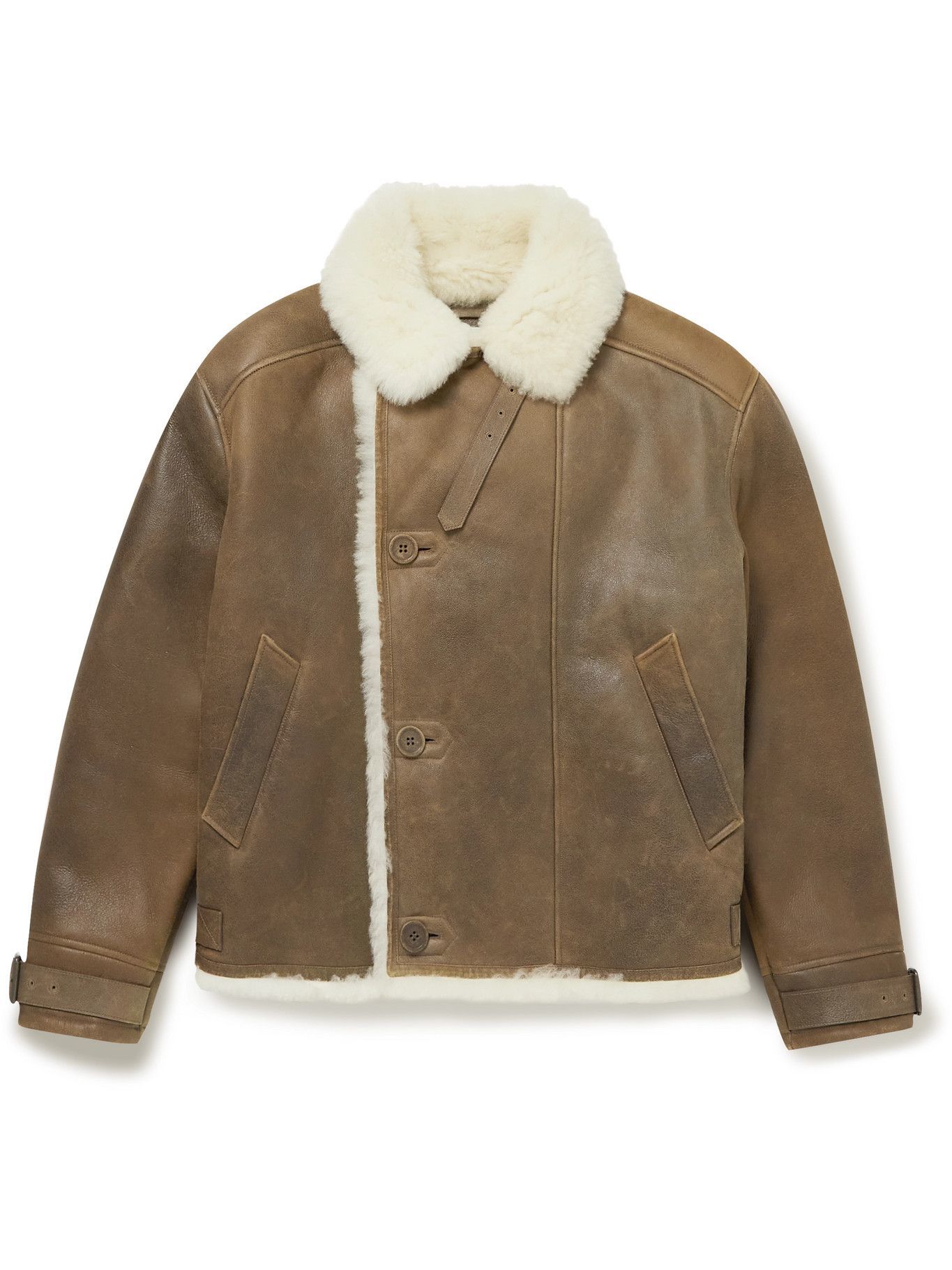 Loewe - Shearling-Lined Leather Aviator Jacket - Brown Loewe