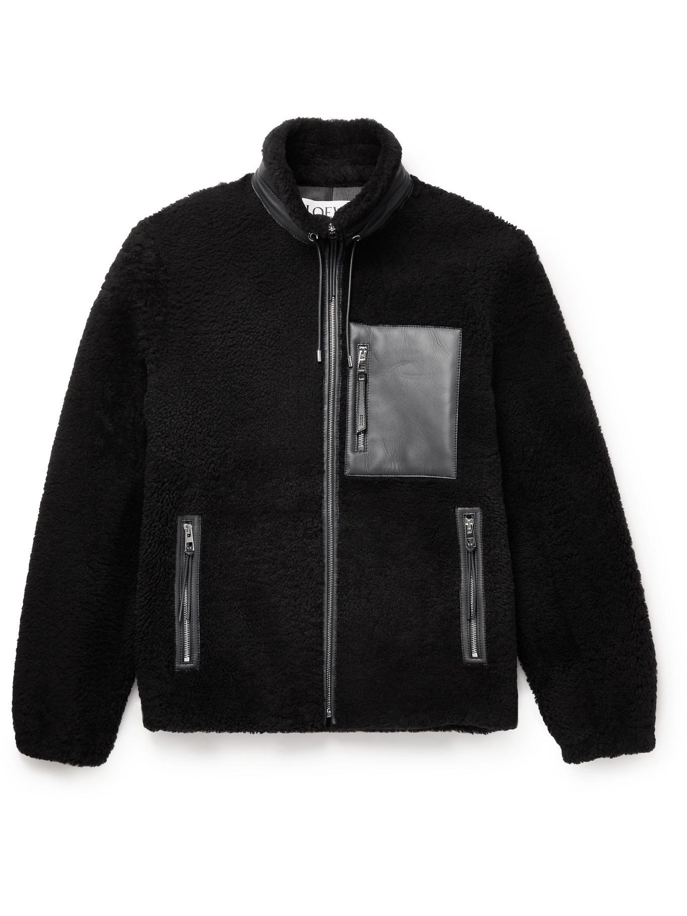 LOEWE - Leather-Trimmed Shearling Jacket - Black Loewe