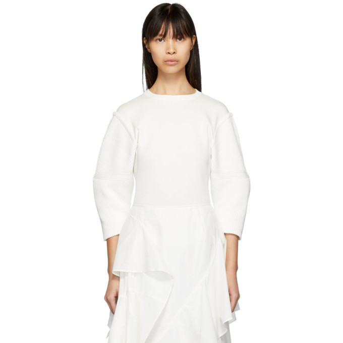 white half sleeve sweater