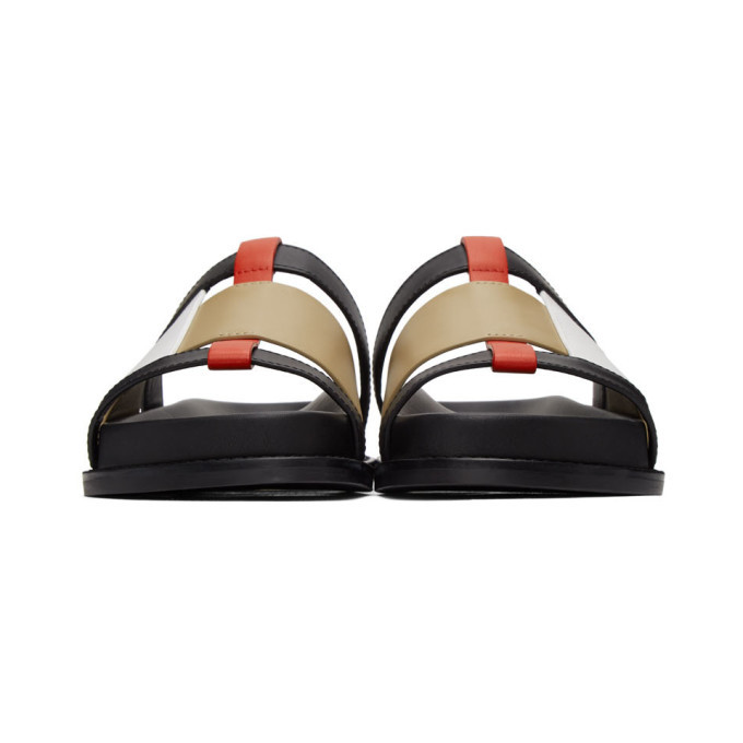 Burberry Black and Beige Ellendale Flat Sandals Burberry