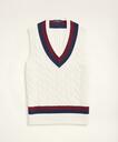 Brooks Brothers Men's Supima Cotton Cable Tennis Sweater Vest | Ivory