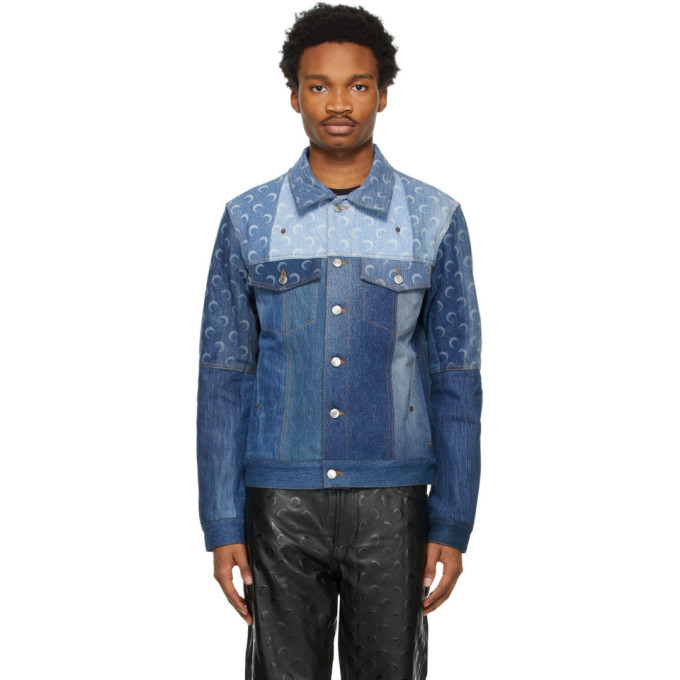 Marine Serre Blue Denim Moon Patchwork Jacket Marine Serre