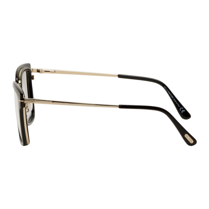 Tom Ford Black and Gold Thin Square Glasses TOM FORD