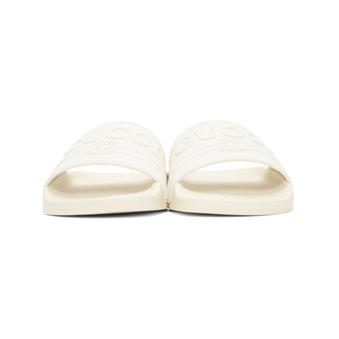 gucci pursuit pool slides white