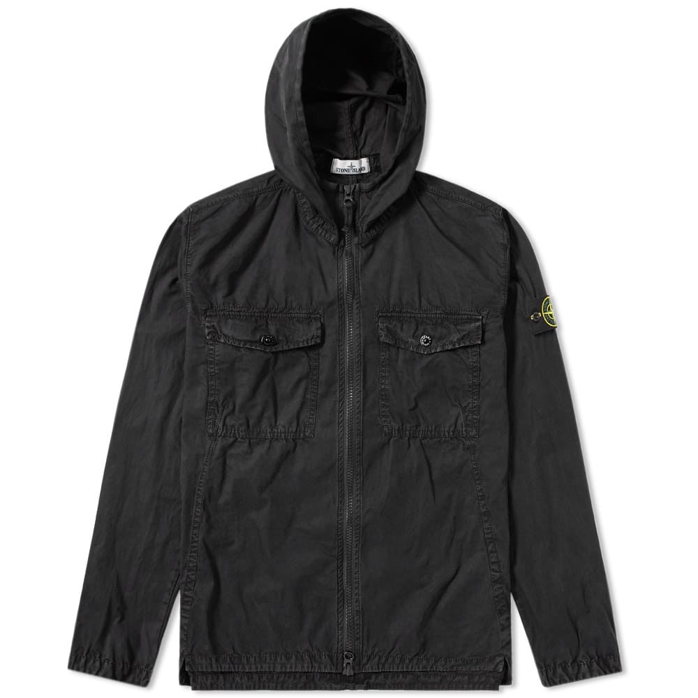 Stone Island Garment Dyed Hooded Zip Shirt Stone Island